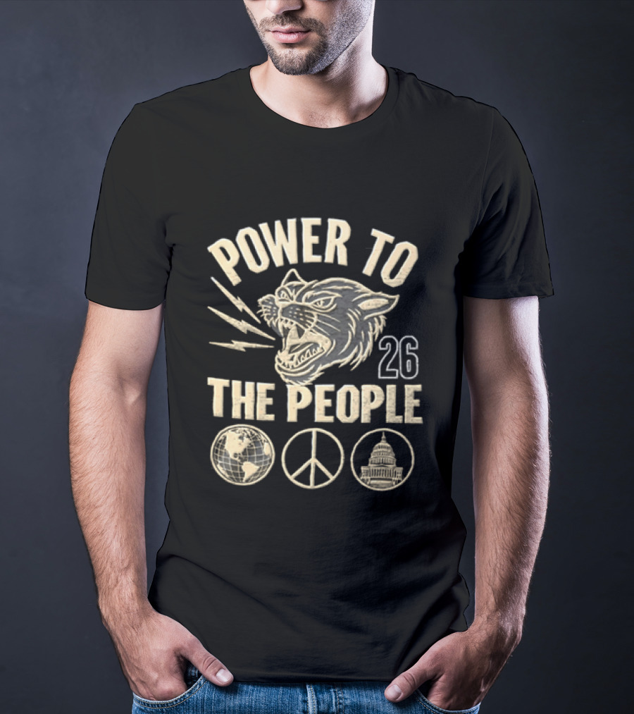 Power To The People 2026 Festival Lion Peace Globe Capitoline Wolf T-Shirt