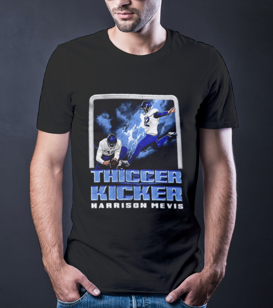 Harrison Mevis Thiccer Kicker Football Action And Lightning T-Shirt