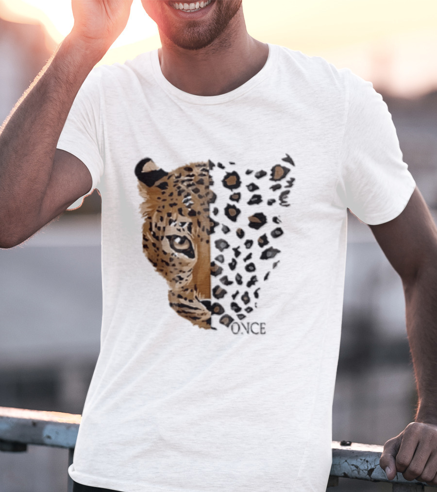 Once Leopard Face Half Animal Half Spots T-Shirt
