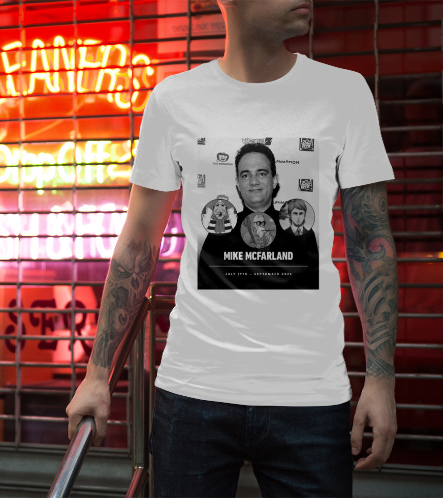 Mike McFarland July 1970 September 2026 Dragon Ball One Piece Attack On Titan Funimation Toei Animation Memorial T-Shirt