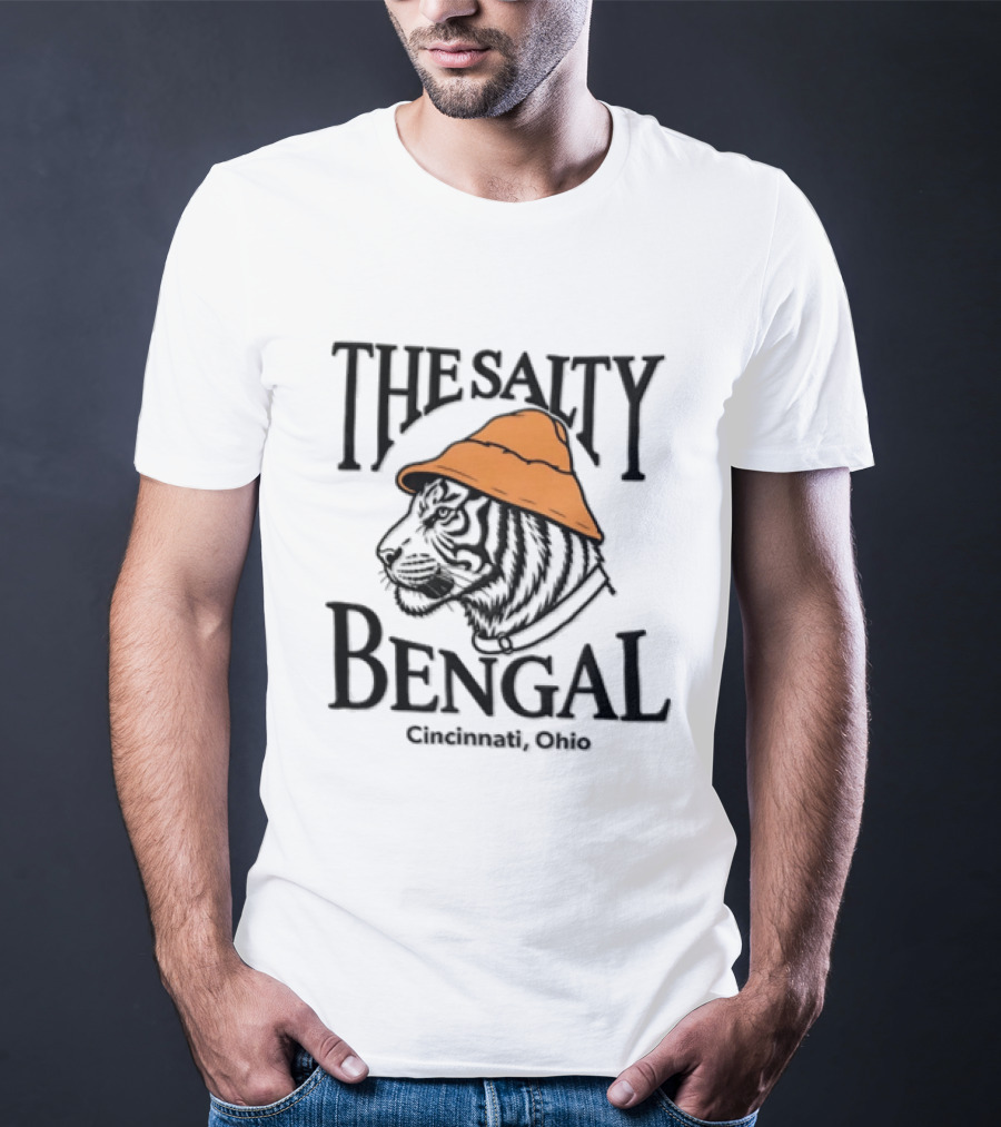 The Salty Bengal Tiger Fisherman Hat Cincinnati Ohio T-Shirt