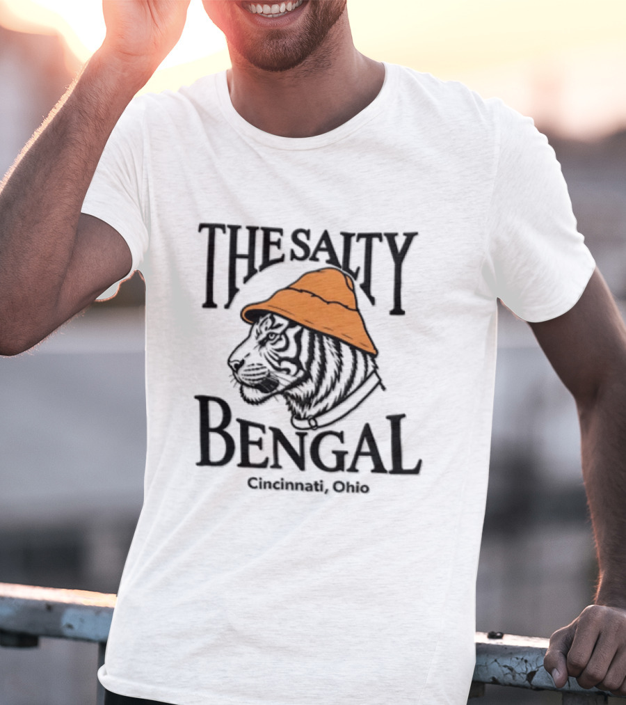 The Salty Bengal Tiger Fisherman Hat Cincinnati Ohio T-Shirt