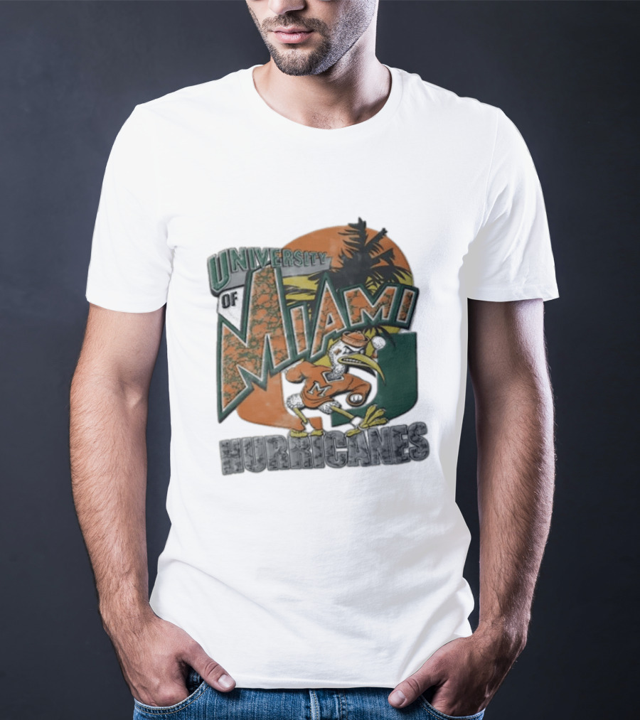 University Of Miami Hurricanes Sebastian Ibis Palm Tree T-Shirt