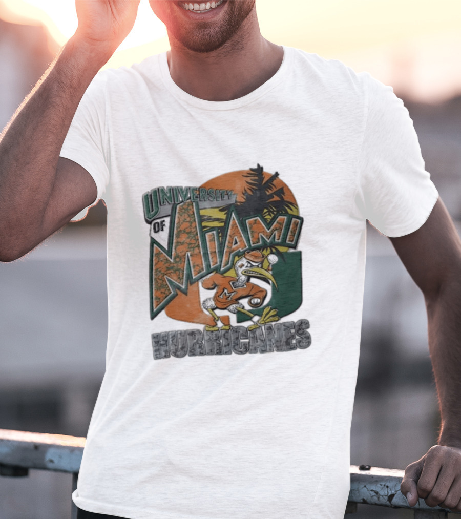 University Of Miami Hurricanes Sebastian Ibis Palm Tree T-Shirt