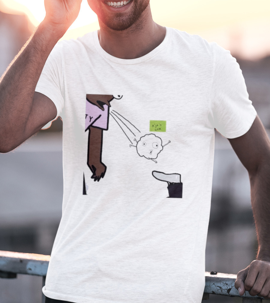 A'ja Wilson Pregame Gum Out Of Her Mouth Cartoon Style Humor T-Shirt