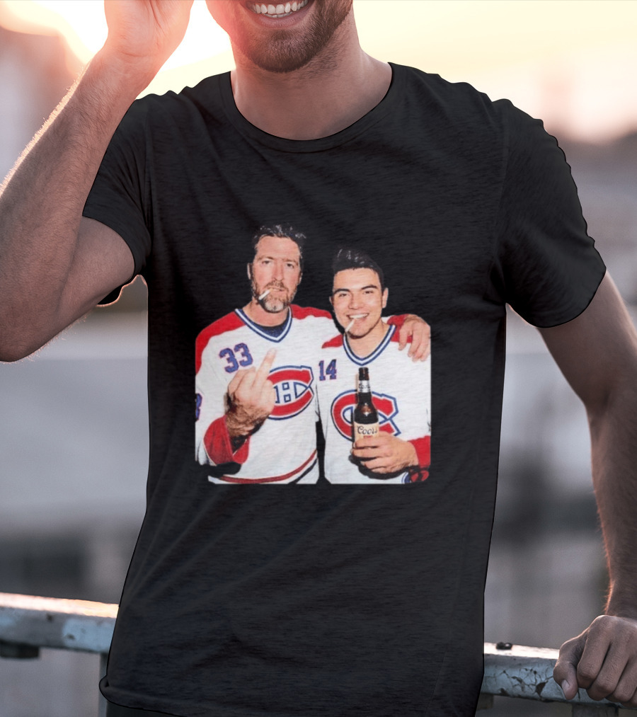 Patrick Roy Nick Suzuki Coors Montreal Canadiens Middle Finger Smoking T-Shirt
