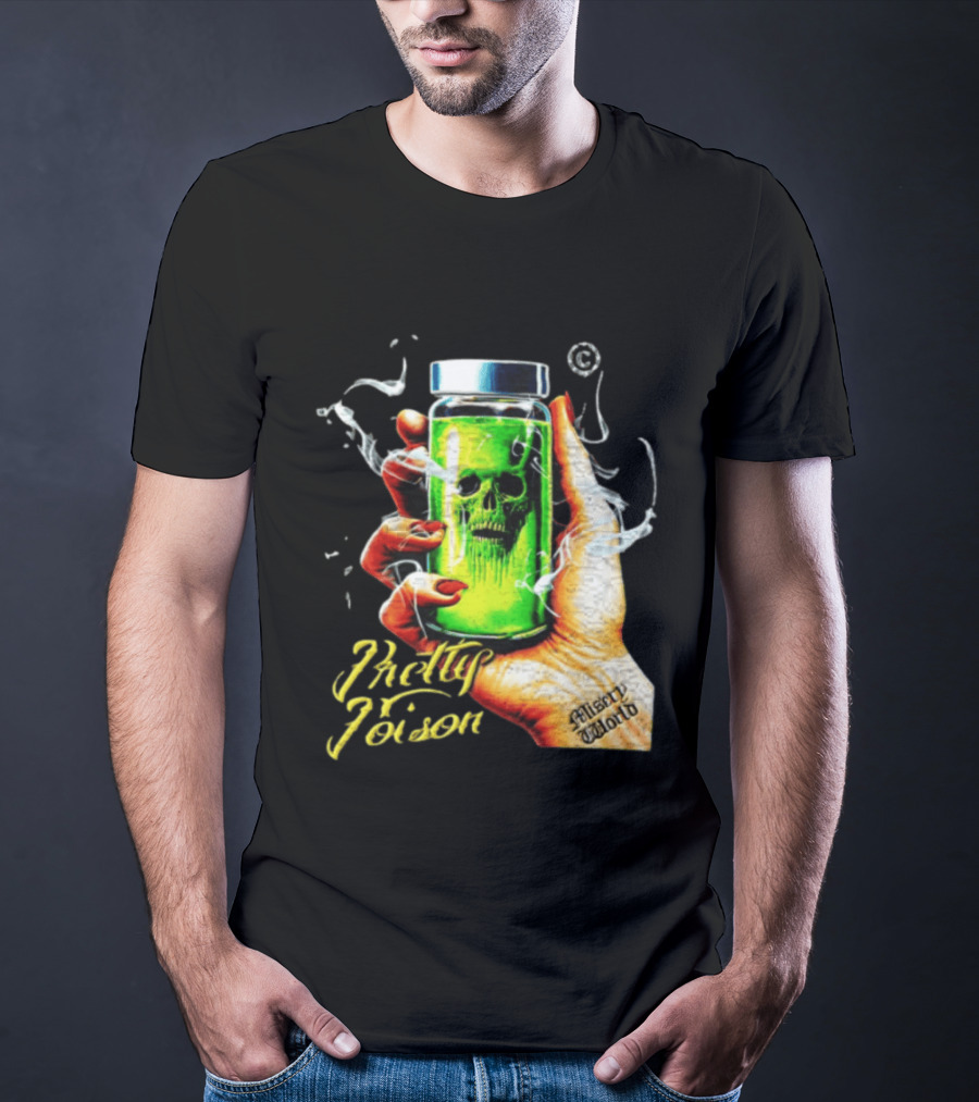 Pretty Poison Misery World Skull Bottle In Hand T-Shirt