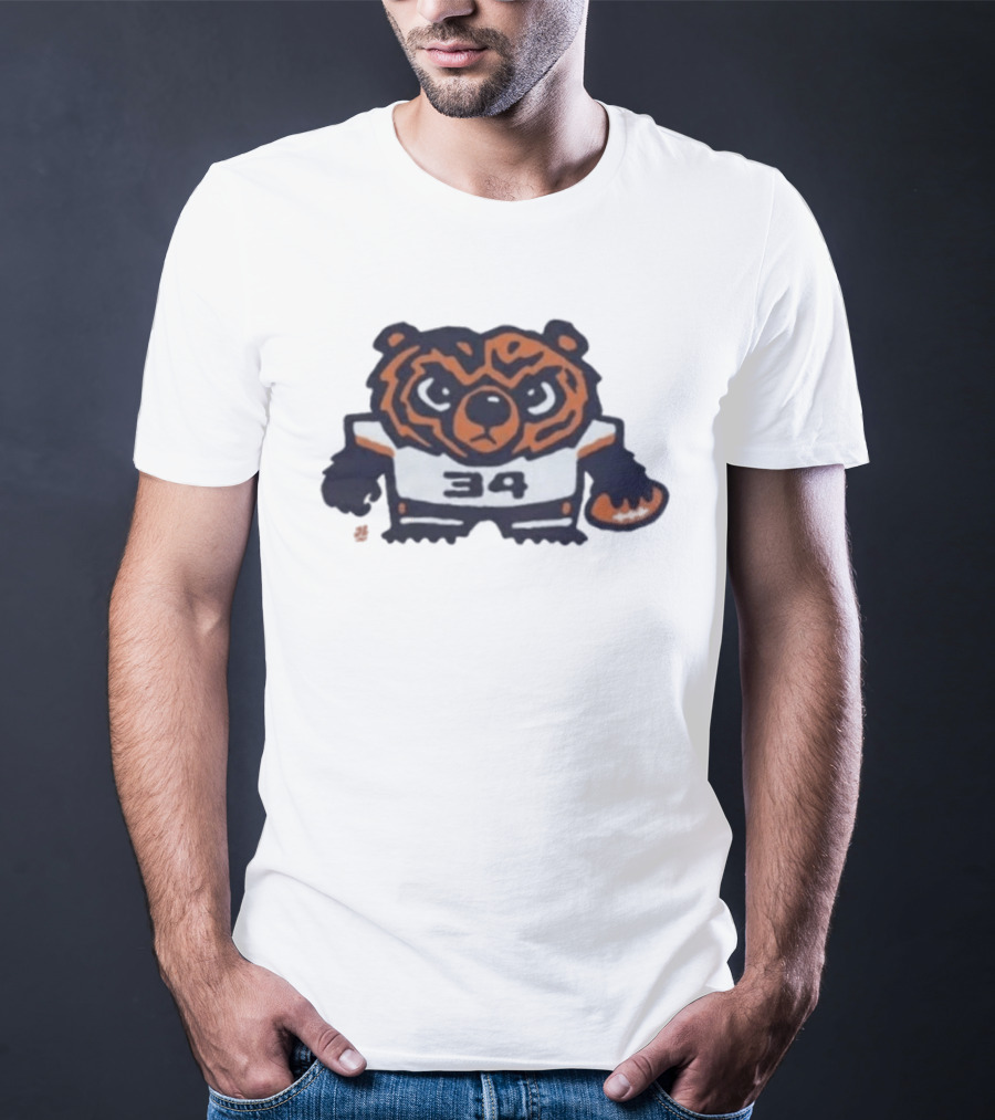 Chicago Bears Number 34 Bear Holding Football T-Shirt
