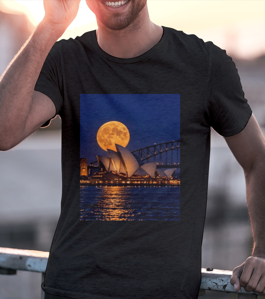 Harvest Moon Over Sydney Opera House And Harbour Bridge T-Shirt