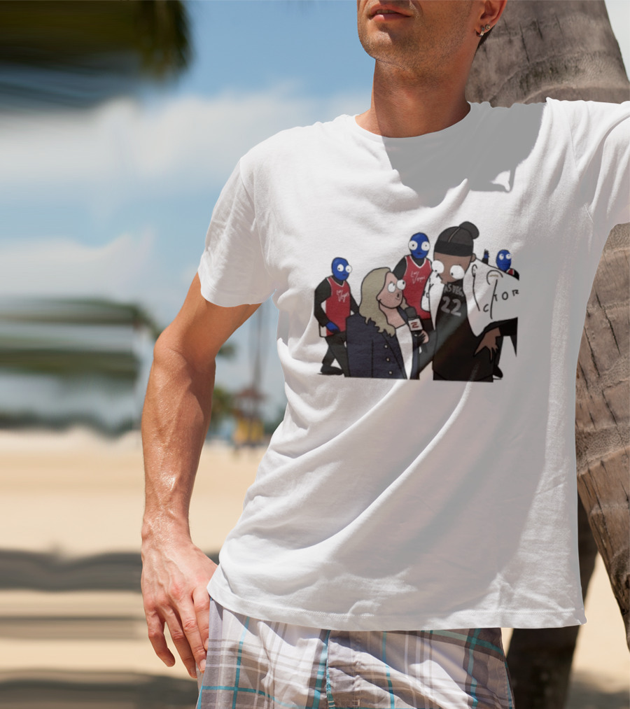 Las Vegas Aces A'ja Wilson Interviewed By Holly Rowe With Blue Men Group T-Shirt