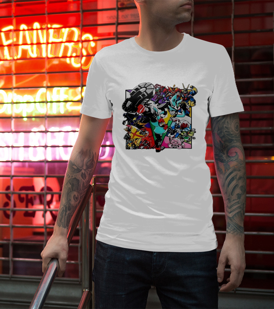 Lucario And Friends Anime Mashup With Megaman Yu Gi Oh Gundam Wigglytuff Pikachu Charizard T-Shirt