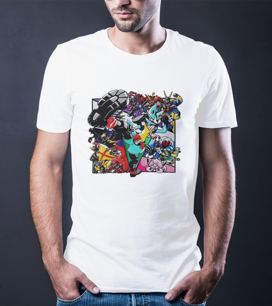 Lucario And Friends Anime Mashup With Megaman Yu Gi Oh Gundam Wigglytuff Pikachu Charizard T-Shirt