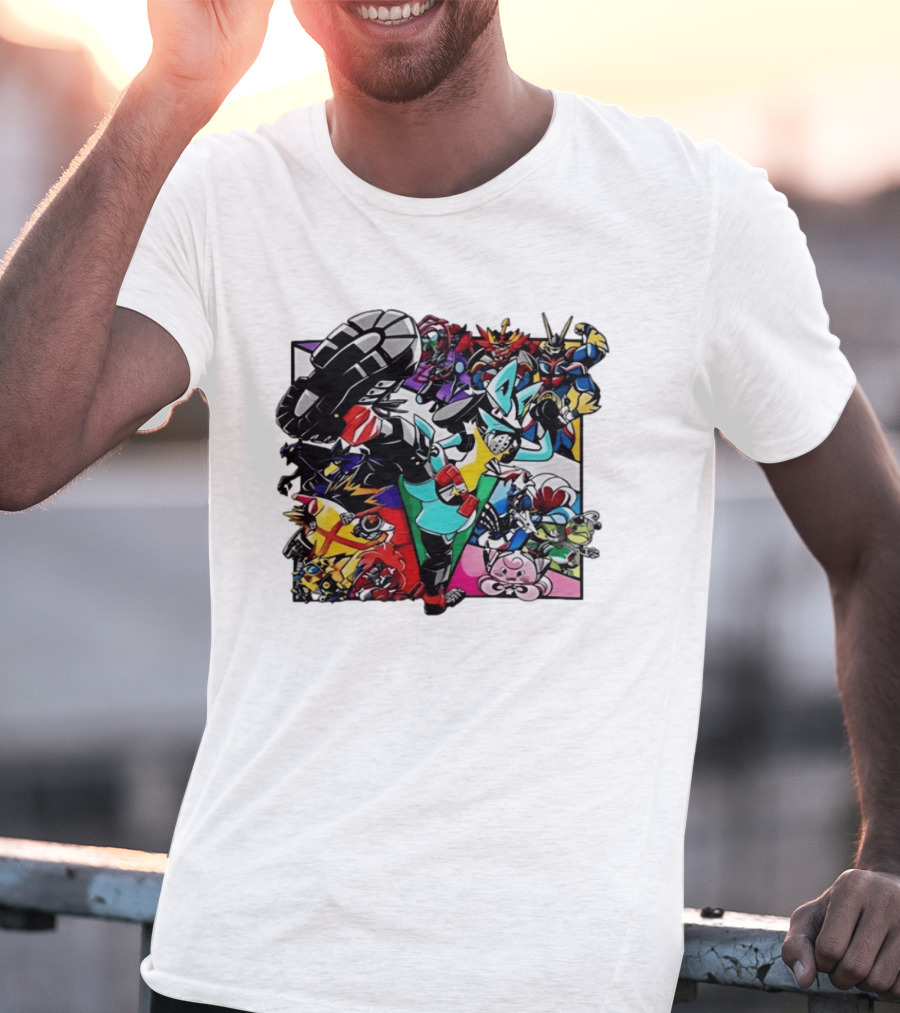 Lucario And Friends Anime Mashup With Megaman Yu Gi Oh Gundam Wigglytuff Pikachu Charizard T-Shirt