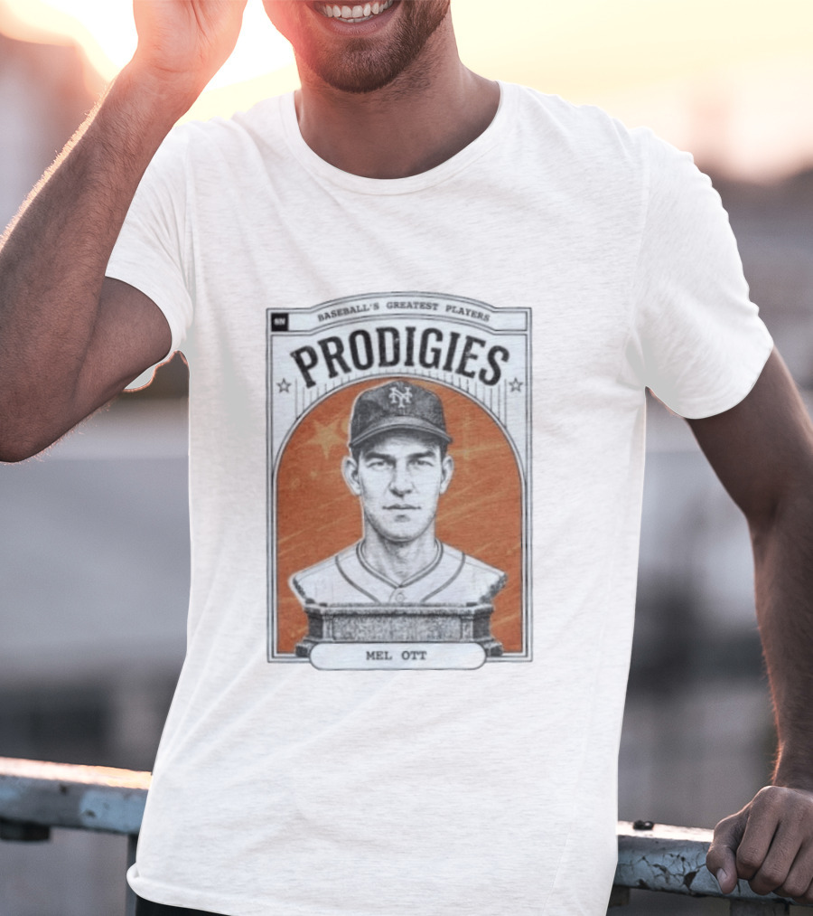Baseball's Greatest Players Prodigies Mel Ott Vintage NY Landmark T-Shirt
