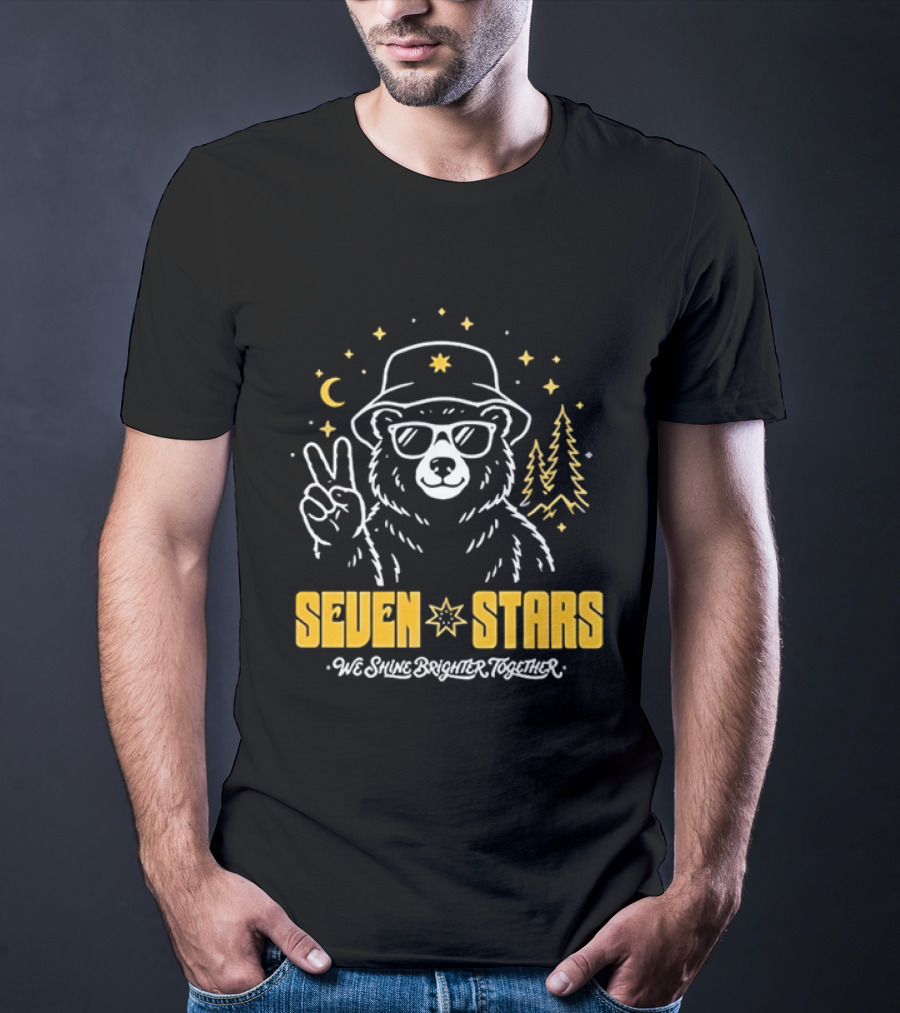 Seven Stars Peaceful Bear At Night We Shine Brighter Together T-Shirt