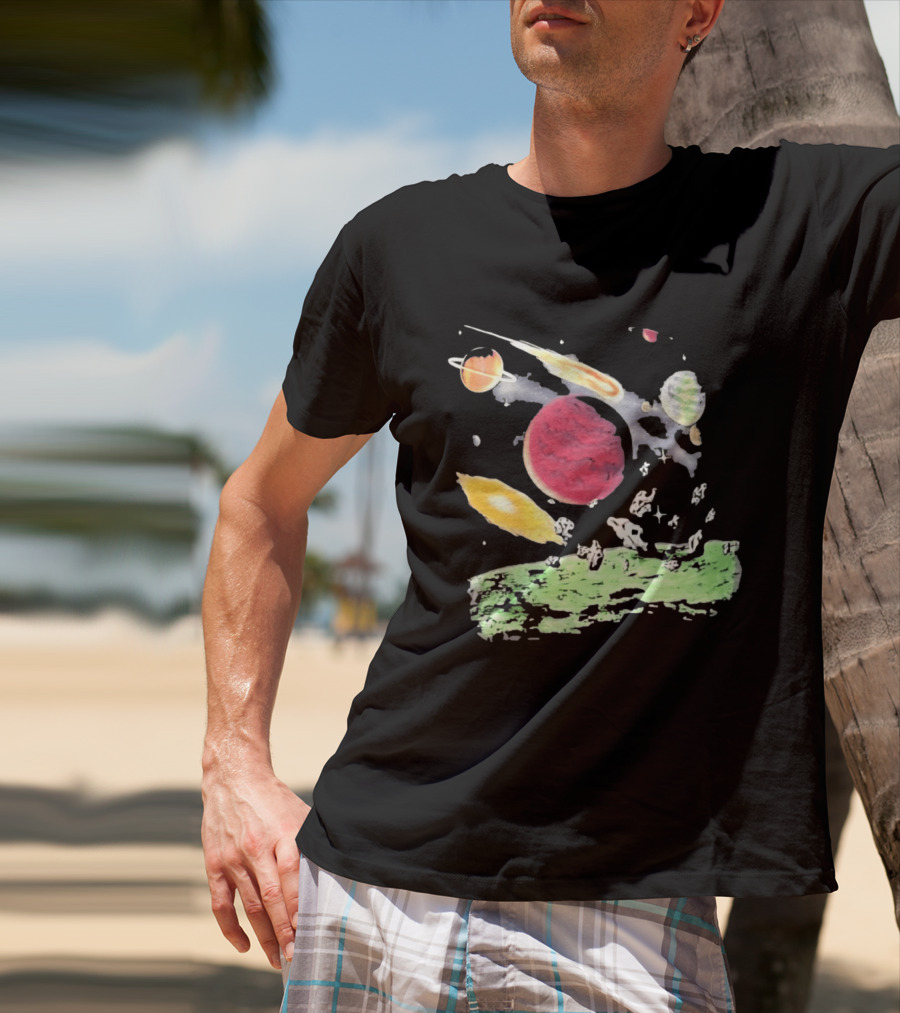 Space Galaxy Planet Asteroid Field Colorful Cosmic Scene T-Shirt