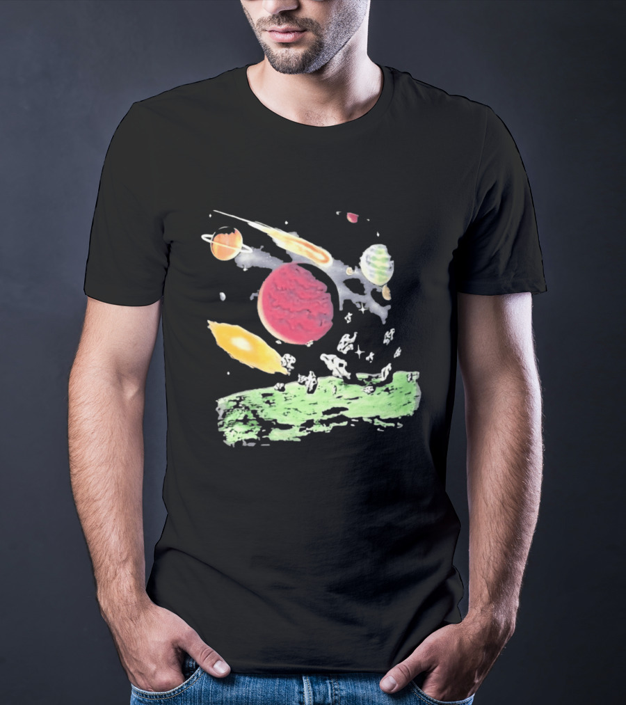 Space Galaxy Planet Asteroid Field Colorful Cosmic Scene T-Shirt
