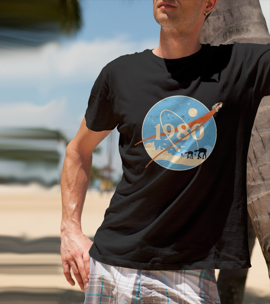 Star Wars 1980 Space Mission Inspired By Empire Strikes Back NASA Style Logo With AT AT Walkers T-Shirt