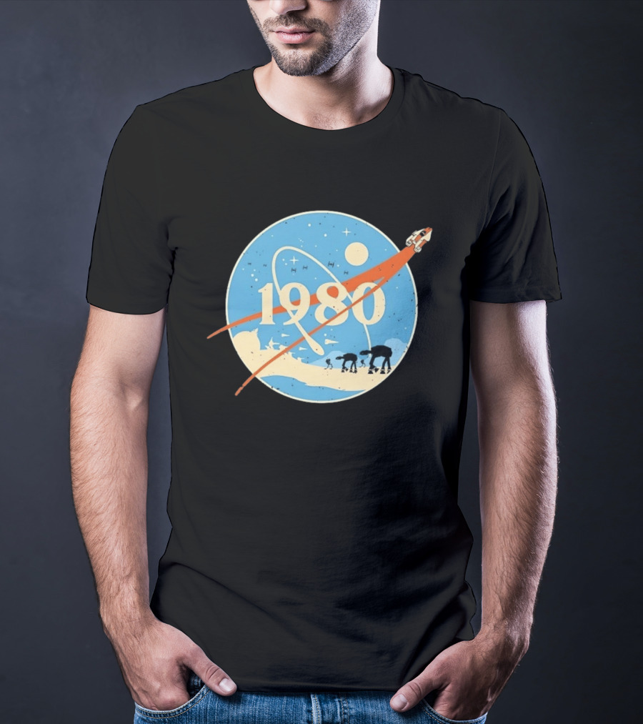 Star Wars 1980 Space Mission Inspired By Empire Strikes Back NASA Style Logo With AT AT Walkers T-Shirt