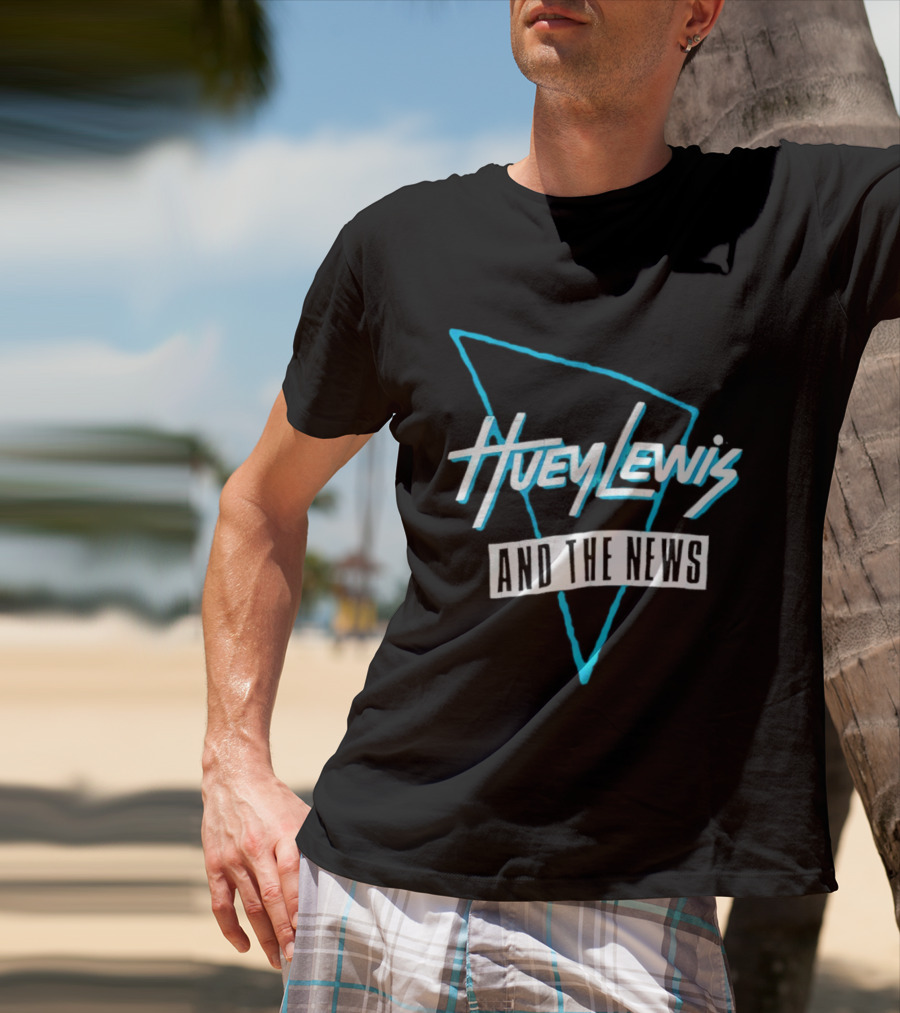 Huey Lewis And The News Retro Logo Triangular T-Shirt