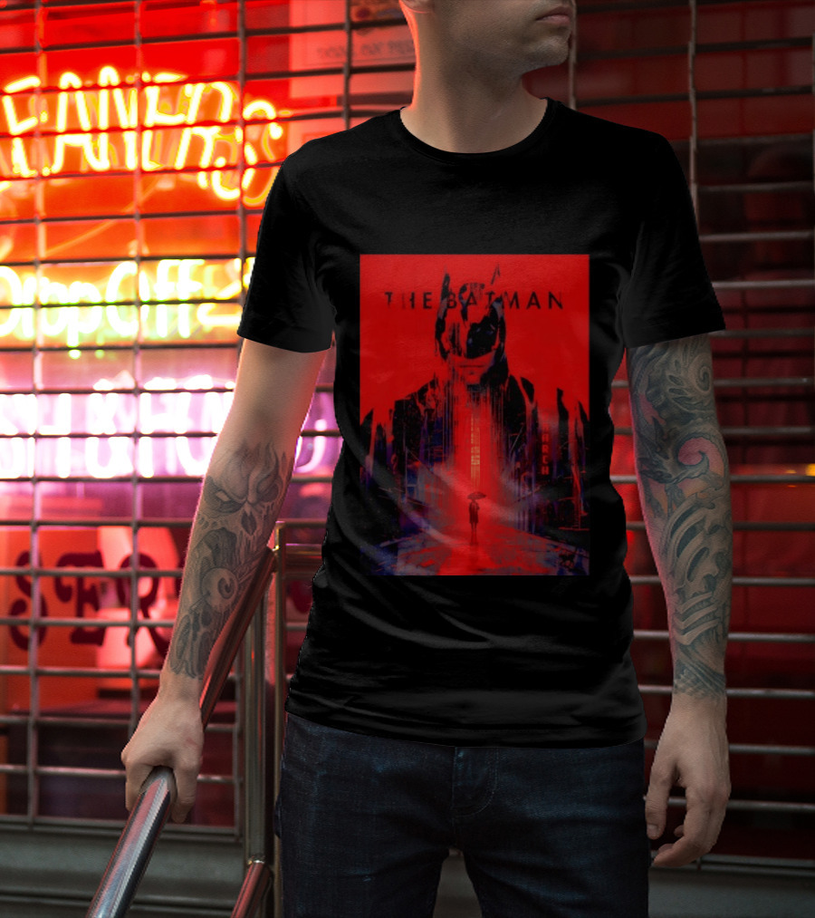 The Batman Monarch March Red Background Iconic Gotham Scene T-Shirt