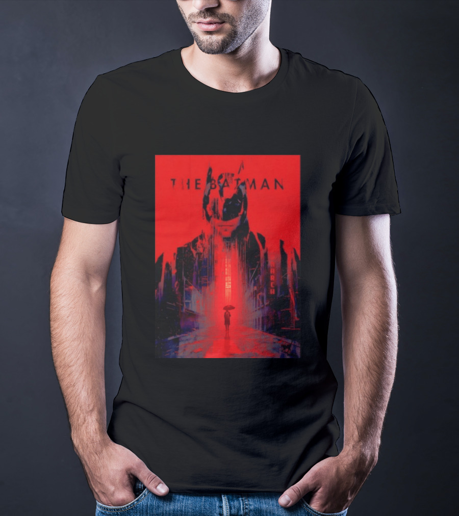 The Batman Monarch March Red Background Iconic Gotham Scene T-Shirt