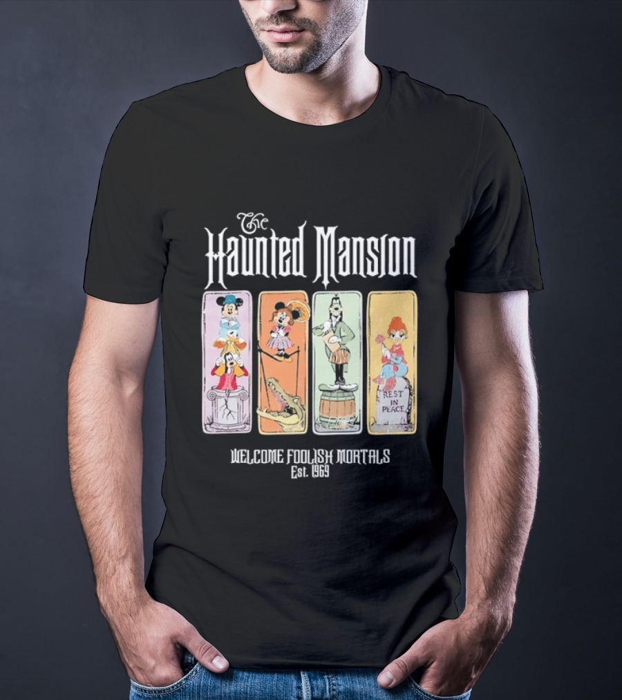 The Haunted Mansion Welcome Foolish Mortals Est 1969 Distressed T-Shirt