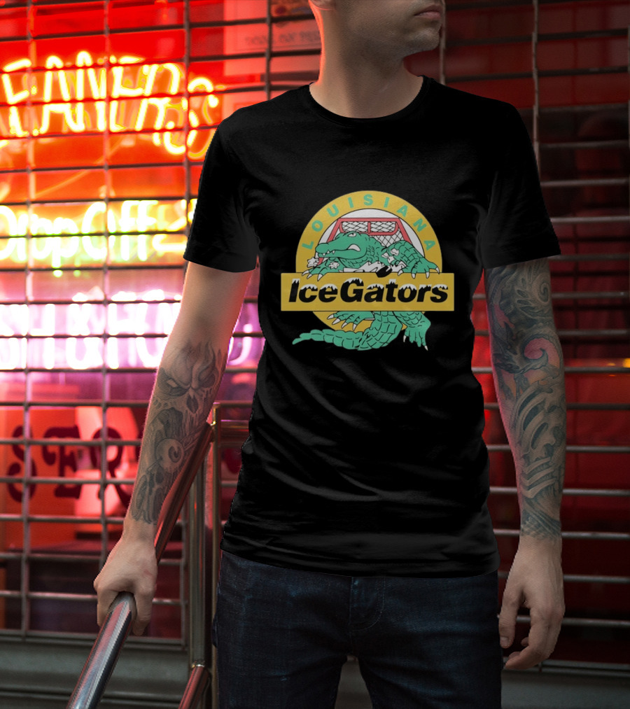 Louisiana IceGators Hockey Team Alligator And Net T-Shirt