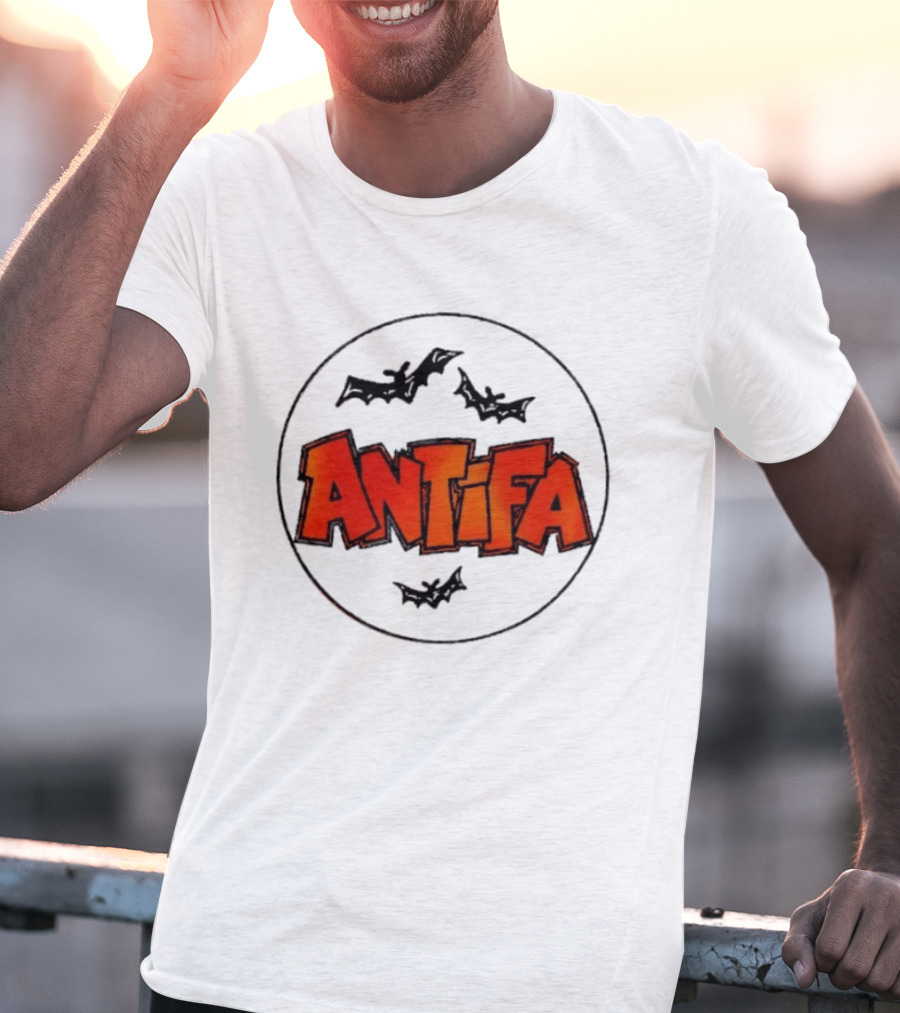 Antifa Spooky Halloween Bat Bats Political T-Shirt