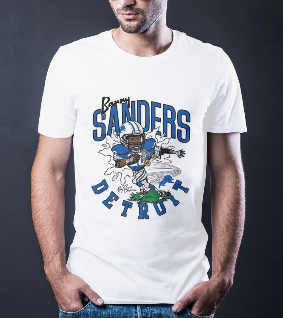 Barry Sanders Detroit Lions Caricature Player NFL Football Legend T-Shirt