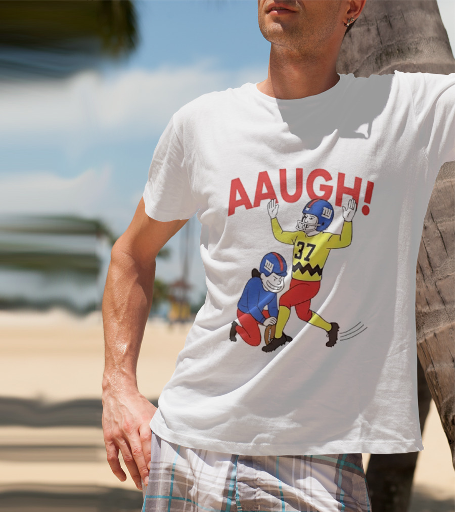 Charlie Brown New York Giants AAUGH Football 37 Peanuts Comic T-Shirt