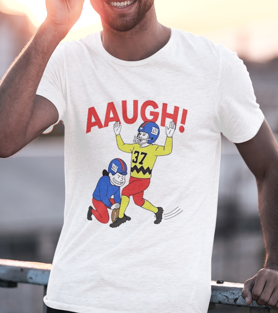 Charlie Brown New York Giants AAUGH Football 37 Peanuts Comic T-Shirt