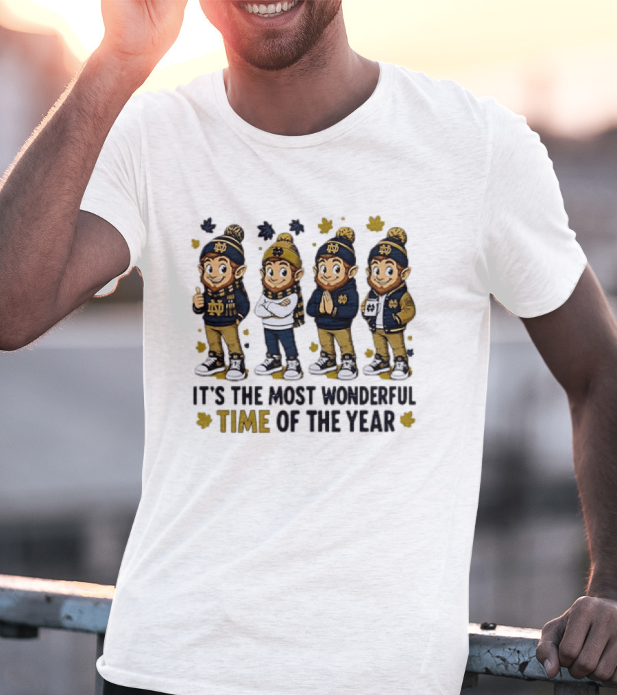 Notre Dame Fighting Irish Elves It's The Most Wonderful Time Of The Year T-Shirt