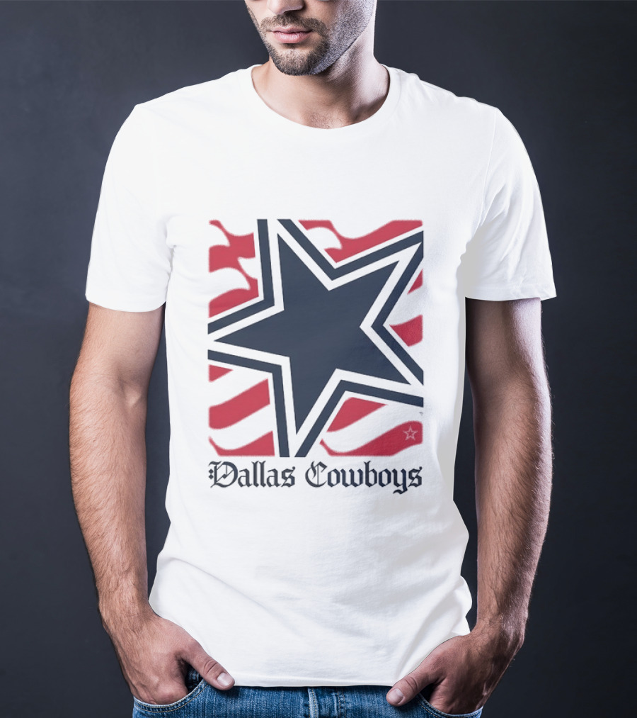 Dallas Cowboys Star With Red Background Stripes T-Shirt
