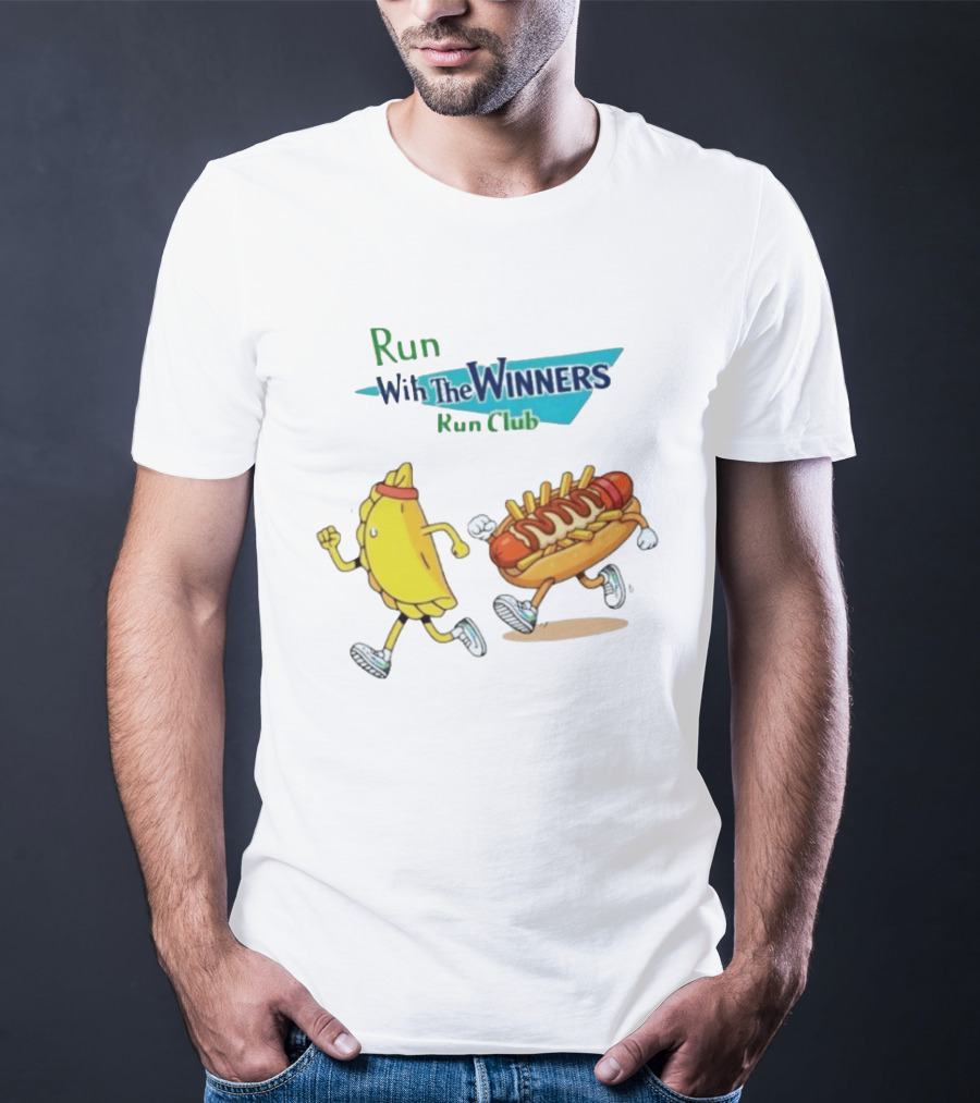Run With The Winners Run Club Empanada And Hot Dog Race T-Shirt
