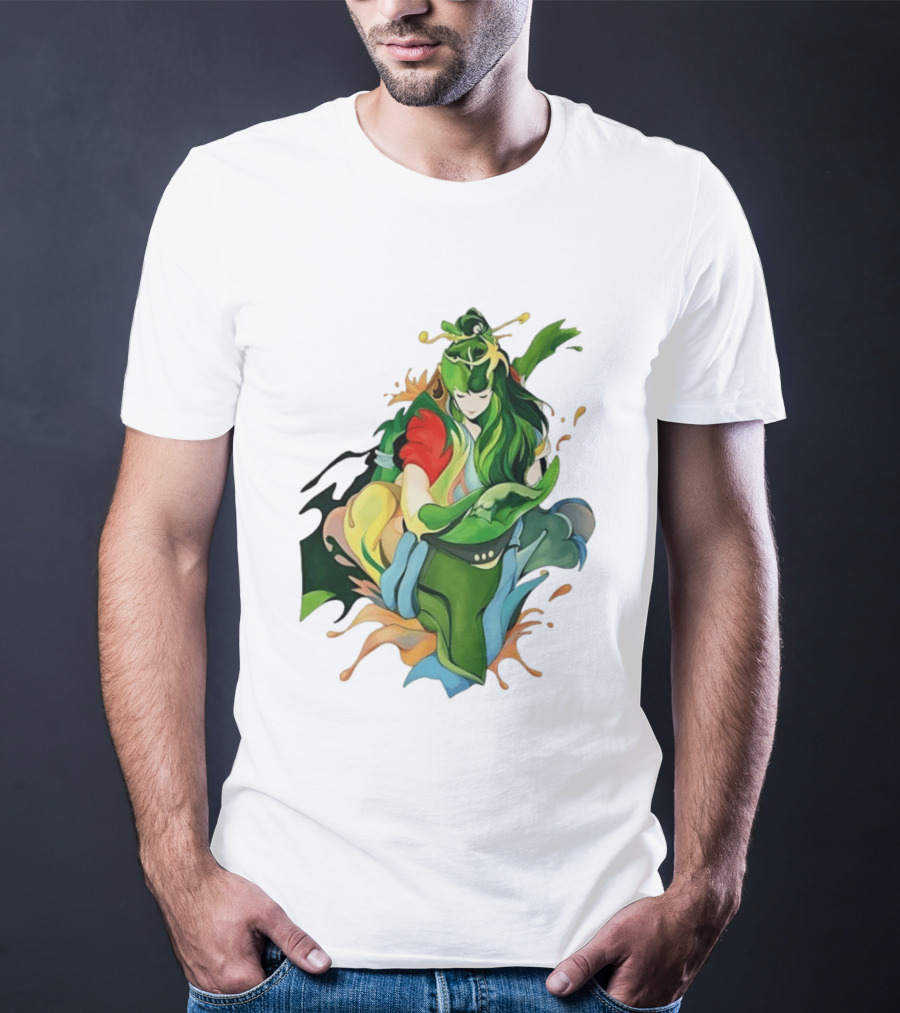 Shun Of Andromeda Saint Seiya Anime Character Art Green And Red T-Shirt