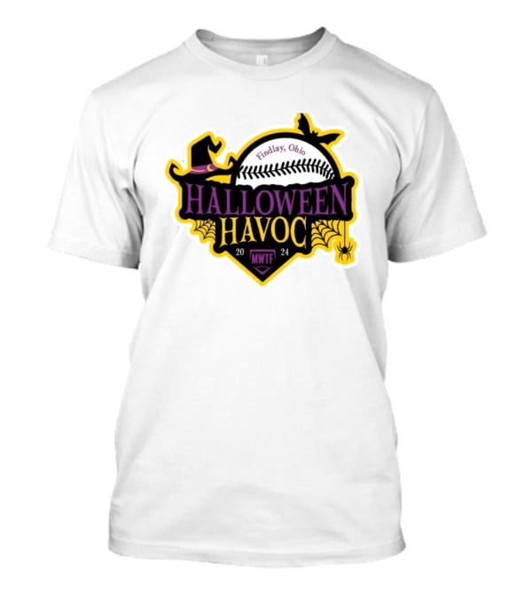 Findlay Ohio Halloween Havoc 2024 Softball MWTF Spooky Witch Hat Spider Web T-Shirt