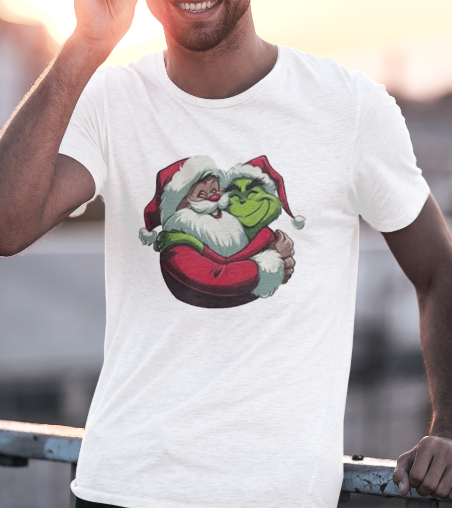 Grinch And Santa Embrace Christmas Magnet T-Shirt