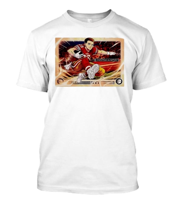 Christian McCaffrey 49ers Ultra Rare Anime Trading Card Burst T-Shirt