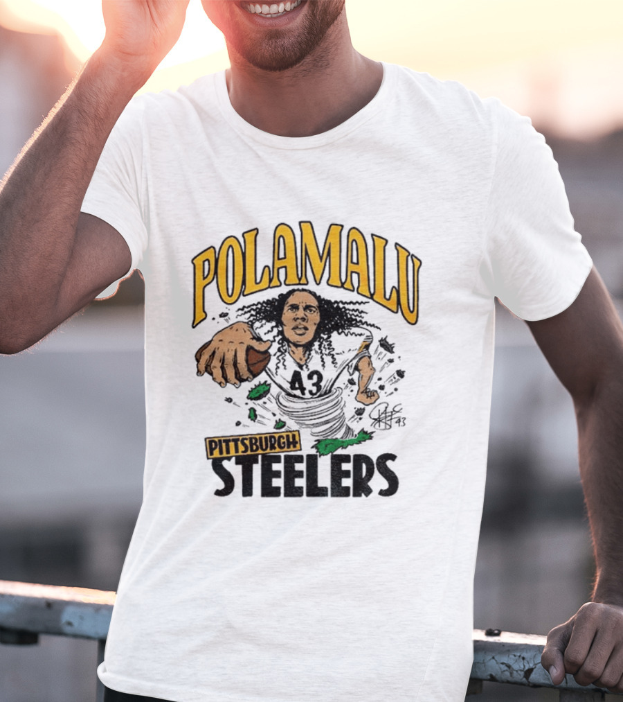 Polamalu Pittsburgh Steelers Caricature Player Number 43 T-Shirt