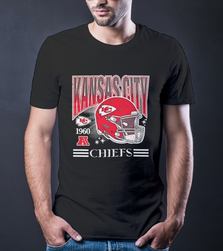 Kansas City Chiefs 1960 Red Helmet Distressed AFC T-Shirt