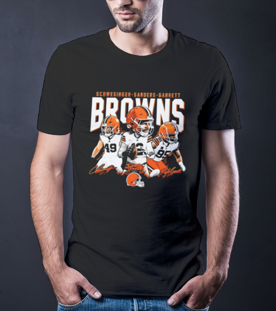 Browns Schwesinger Sanders Garrett Caricature 49 12 95 T-Shirt
