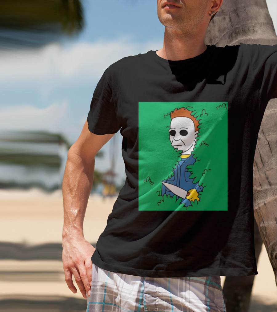Michael Myers Halloween Bushes Knife Humor T-Shirt