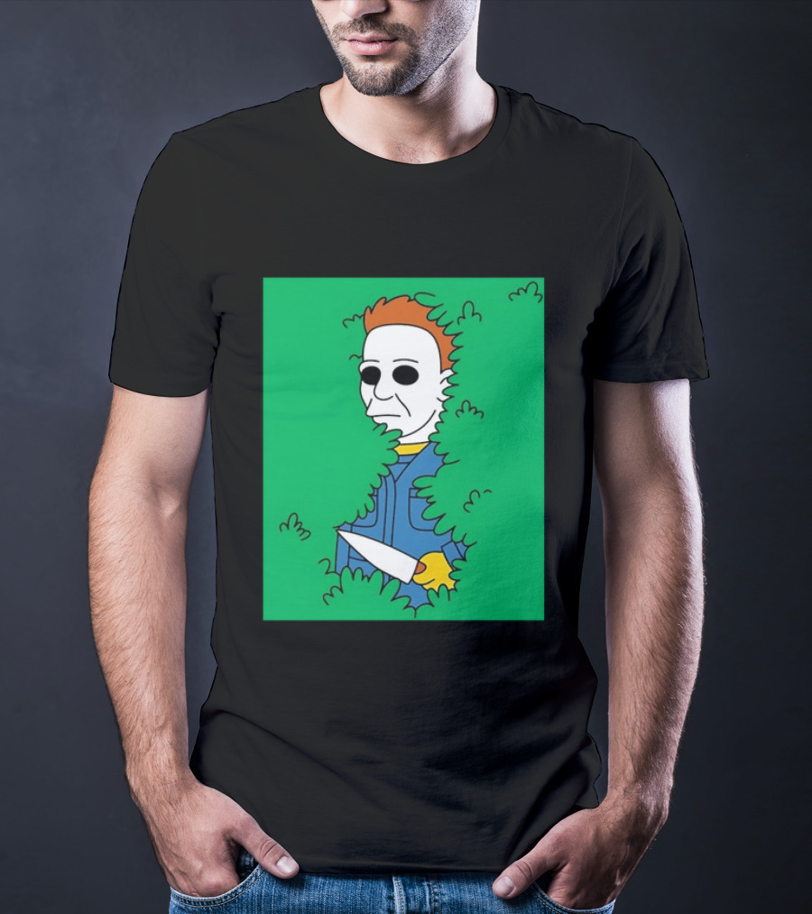 Michael Myers Halloween Bushes Knife Humor T-Shirt