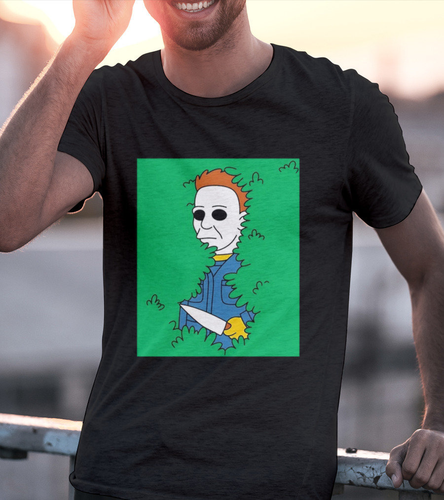 Michael Myers Halloween Bushes Knife Humor T-Shirt