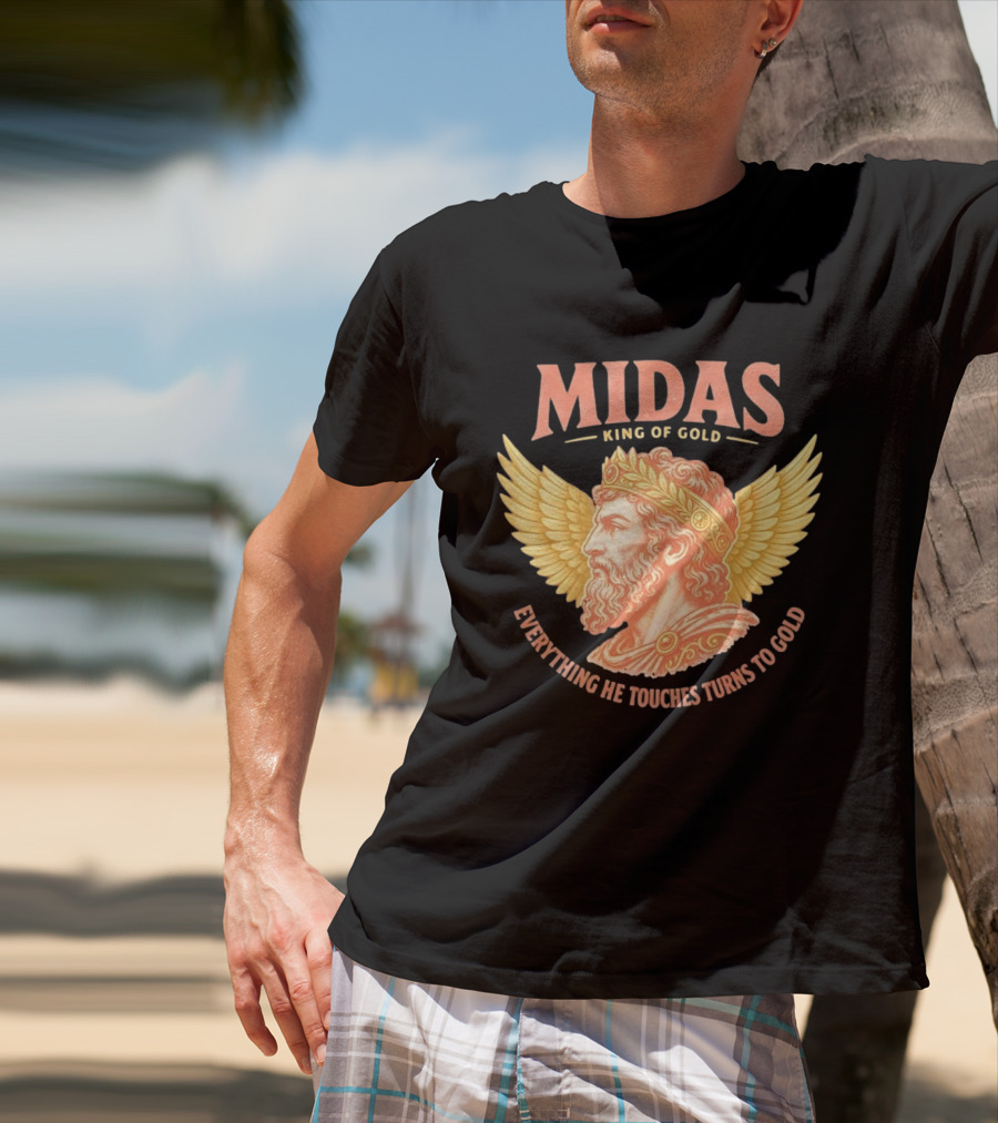 Midas King Of Gold Everything He Touches Turns To Gold Winged Crown Classic Greek Mythology T-Shirt