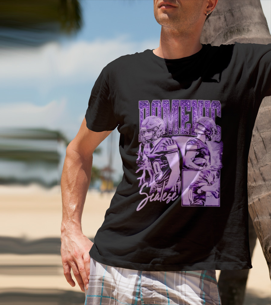 Domenic Scalese Number 9 Football Player Purple Sports Collage T-Shirt
