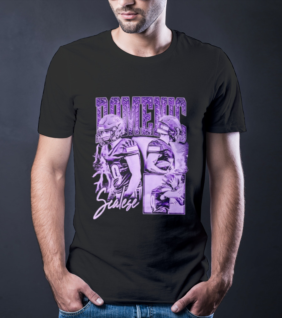 Domenic Scalese Number 9 Football Player Purple Sports Collage T-Shirt