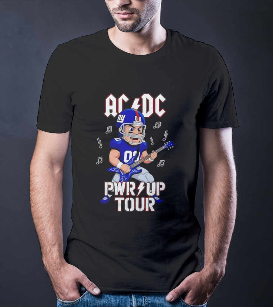 New York Giants AC DC Pwr Up Tour Football Player Rock Music Fusion T-Shirt