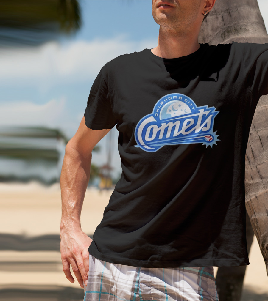 Oklahoma City Comets Baseball Team Moon And Star Baseball T-Shirt